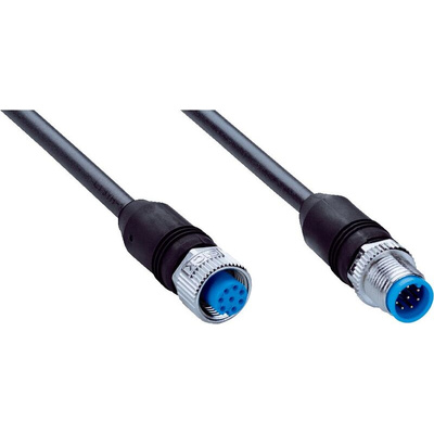 Sick Straight Female 8 way M12 to Straight Male 8 way M12 Sensor Actuator Cable, 1m