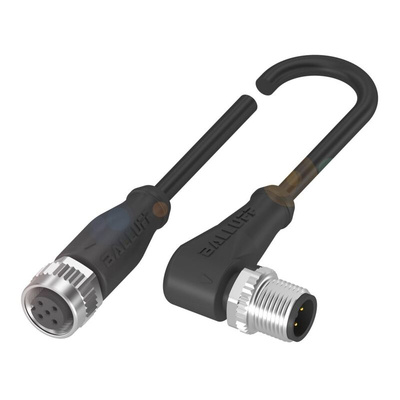 BALLUFF Straight Female M12 to Right Angle Male M12 Sensor Actuator Cable, 10m