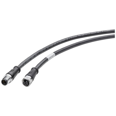Siemens Straight Male M12 to Straight Female M12 Sensor Actuator Cable, 15m