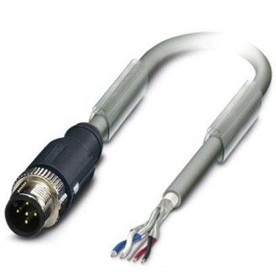 Phoenix Contact Straight Male M12 to Unterminated Bus Cable, 10m