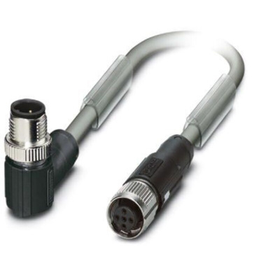 Phoenix Contact Right Angle Male M12 to Female M12 Bus Cable, 20m