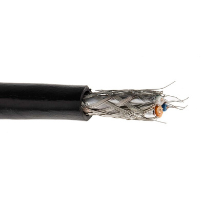 Belden Twisted Pair Multicore Industrial Cable, 1 Pairs, 0.36 mm², 3 Cores, 22 AWG, Screened, 152m, Black Sheath