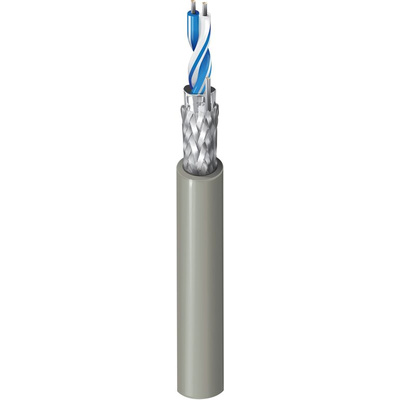 Belden Round Data Cable, 1 Pairs, 0.2 mm², 2 Cores, 24 AWG, Screened, 305m, Chrome Sheath