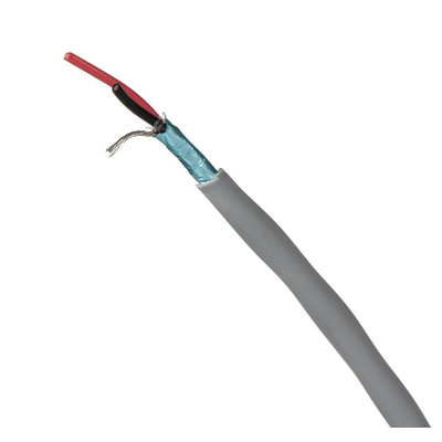 Alpha Wire Twisted Pair Data Cable, 1 Pairs, 0.22 mm², 2 Cores, 24 AWG, Screened, 30m, Grey Sheath