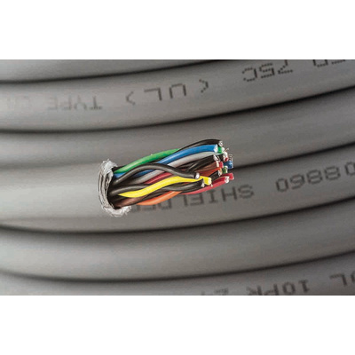 Alpha Wire Twisted Pair Data Cable, 10 Pairs, 0.22 mm², 20 Cores, 24 AWG, Screened, 30m, Grey Sheath