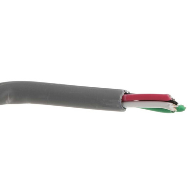 Alpha Wire Multicore Data Cable, 0.35 mm², 4 Cores, 22 AWG, Unscreened, 30m, Grey Sheath