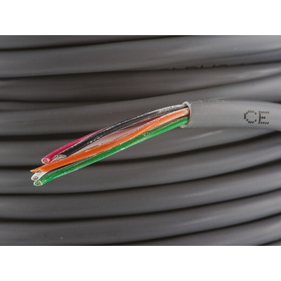 Alpha Wire Multicore Data Cable, 0.35 mm², 5 Cores, 22 AWG, Unscreened, 30m, Grey Sheath