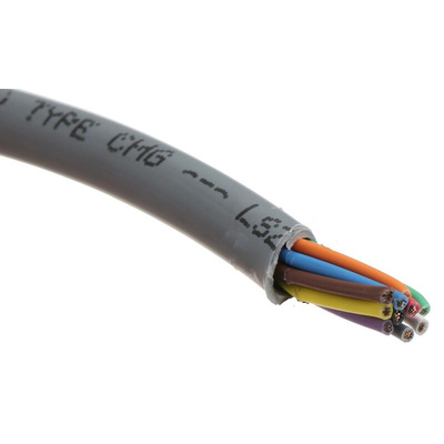 Alpha Wire Multicore Data Cable, 0.35 mm², 10 Cores, 22 AWG, Unscreened, 30m, Grey Sheath