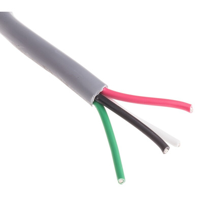 Alpha Wire Multicore Data Cable, 0.56 mm², 4 Cores, 20 AWG, Unscreened, 30m, Grey Sheath