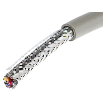 Alpha Wire Multicore Data Cable, 0.23 mm², 8 Cores, 24 AWG, Screened, 50m, Grey Sheath