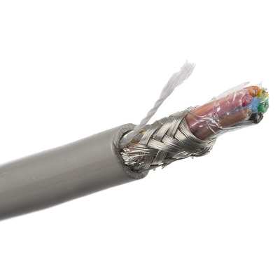 Alpha Wire Multicore Data Cable, 0.35 mm², 6 Cores, 22 AWG, Screened, 50m, Grey Sheath