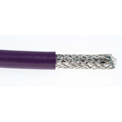 Alpha Wire Twisted Pair Data Cable, 1 Pairs, 0.35 mm², 2 Cores, 22 AWG, Screened, 30m, Purple Sheath