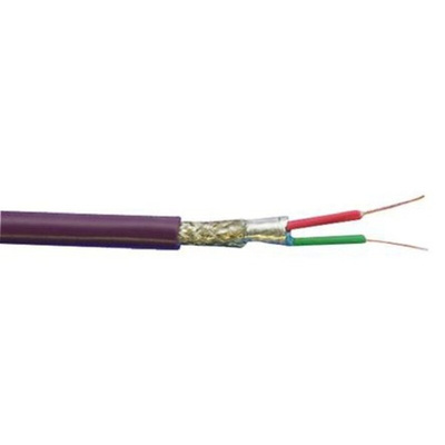 Alpha Wire Twisted Pair Data Cable, 1 Pairs, 0.35 mm², 2 Cores, 22 AWG, Screened, 305m, Purple Sheath
