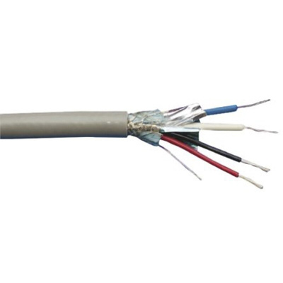 Alpha Wire Twisted Pair Data Cable, 2 Pairs, 1.65 mm², 4 Cores, 15 AWG, Screened, 30m, Grey Sheath