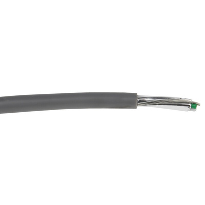 RS PRO Twisted Pair Data Cable, 2 Pairs, 0.34 mm², 4 Cores, 22 AWG, Screened, 100m, Grey Sheath