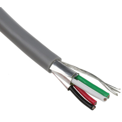 RS PRO Twisted Pair Data Cable, 2 Pairs, 0.34 mm², 4 Cores, 22 AWG, Screened, 100m, Grey Sheath