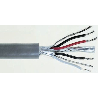 RS PRO Twisted Pair Data Cable, 2 Pairs, 0.34 mm², 4 Cores, 22 AWG, Screened, 500m, Grey Sheath