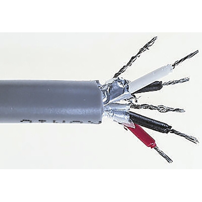 RS PRO Multicore Data Cable, 2 Pairs, 0.22 mm², 4 Cores, 24 AWG, Screened, 100m, Grey Sheath