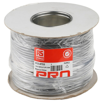 RS PRO Multicore Data Cable, 2 Pairs, 0.76 mm², 4 Cores, 24 AWG, Screened, 100m, Grey Sheath
