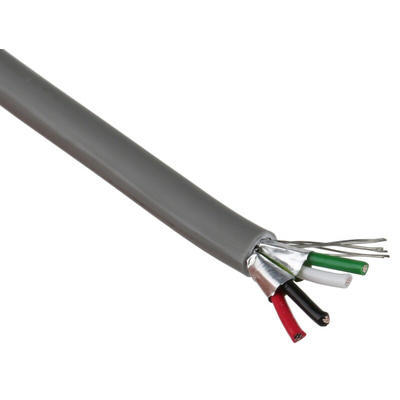 RS PRO Multicore Data Cable, 2 Pairs, 0.76 mm², 4 Cores, 24 AWG, Screened, 100m, Grey Sheath