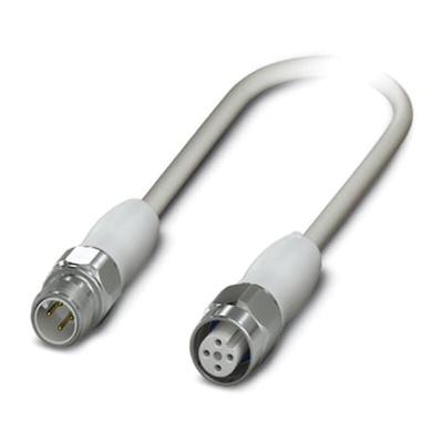 Phoenix Contact Straight Male 4 way M12 to Straight Female 4 way M12 Sensor Actuator Cable, 3m