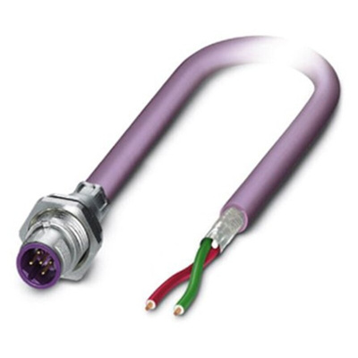 Phoenix Contact Male 2 way M12 to 2 way Unterminated Bus Cable, 500mm