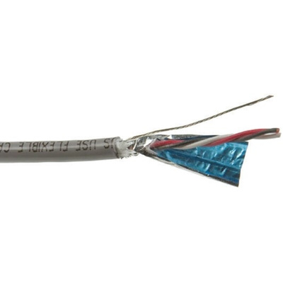 Alpha Wire Multicore Industrial Cable, 0.14 mm², 3 Cores, 26 AWG, Screened, 30m, Grey Sheath