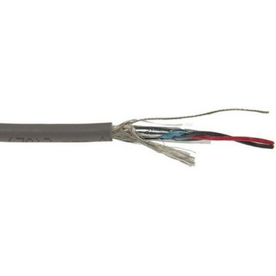 Alpha Wire Multicore Industrial Cable, 0.2 mm², 2 Cores, 24 AWG, Screened, 30m, Grey Sheath