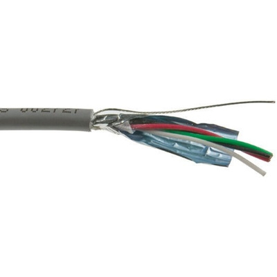 Alpha Wire Multicore Industrial Cable, 0.2 mm², 4 Cores, 24 AWG, Screened, 30m, Grey Sheath