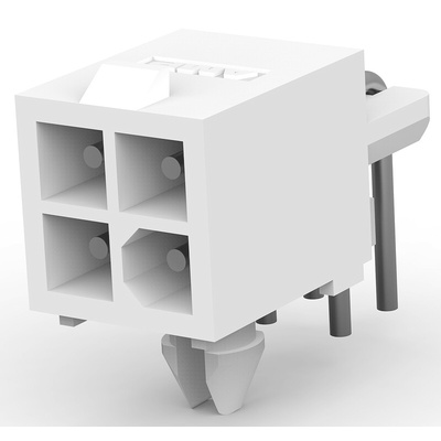 TE Connectivity Mini-Universal MATE-N-LOK Series Right Angle Through Hole PCB Header, 4 Contact(s), 4.14mm Pitch, 2