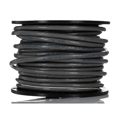 Belden Twisted Pair Data Cable, 5 Pairs, 0.07 mm², 10 Cores, 28 AWG, Screened, 30m, Chrome Sheath