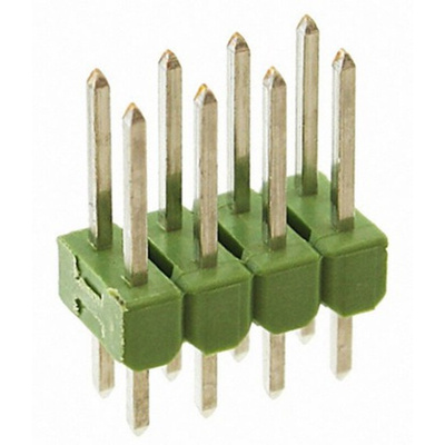 TE Connectivity AMPMODU MOD II Series Straight Through Hole Pin Header, 8 Contact(s), 2.54mm Pitch, 2 Row(s), Unshrouded