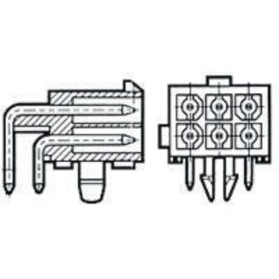 TE Connectivity Mini-Universal MATE-N-LOK Series Right Angle Through Hole PCB Header, 4 Contact(s), 4.14mm Pitch, 2