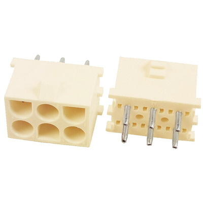TE Connectivity Universal MATE-N-LOK Series Straight Through Hole PCB Header, 6 Contact(s), 6.35mm Pitch, 3 Row(s),