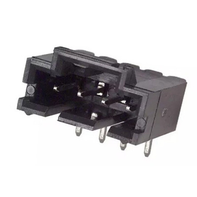 TE Connectivity AMPMODU MTE Series Right Angle Through Hole PCB Header, 4 Contact(s), 2.54mm Pitch, 1 Row(s), Shrouded