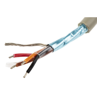 Alpha Wire Multicore Data Cable, 0.23 mm², 4 Cores, 24 AWG, Screened, 50m, Grey Sheath