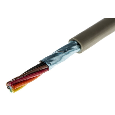 Alpha Wire Multicore Data Cable, 0.23 mm², 6 Cores, 24 AWG, Screened, 50m, Grey Sheath