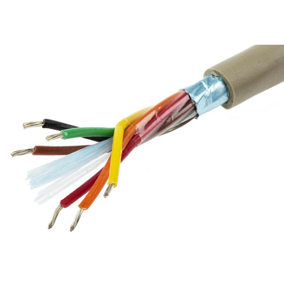 Alpha Wire Multicore Data Cable, 0.23 mm², 6 Cores, 24 AWG, Screened, 50m, Grey Sheath