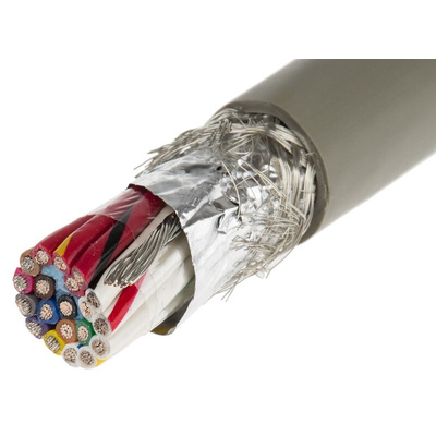 Alpha Wire Multicore Data Cable, 0.81 mm², 20 Cores, 18 AWG, Screened, 50m, Grey Sheath