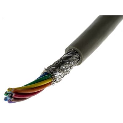 Alpha Wire Multicore Data Cable, 1.23 mm², 8 Cores, 16 AWG, Screened, 50m, Grey Sheath