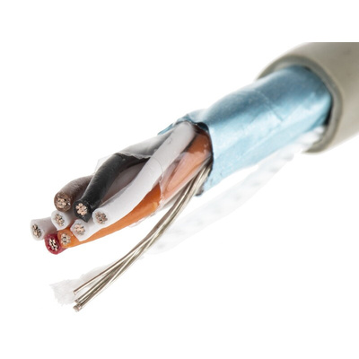 Alpha Wire Twisted Pair Data Cable, 4 Pairs, 0.09 mm², 8 Cores, 28 AWG, Screened, 50m, Grey Sheath