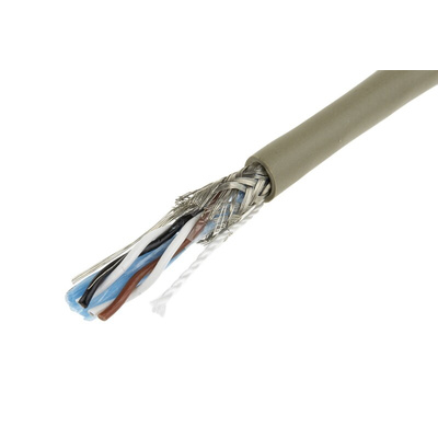 Alpha Wire Twisted Pair Data Cable, 2 Pairs, 0.56 mm², 4 Cores, 20 AWG, Screened, 50m, Grey Sheath