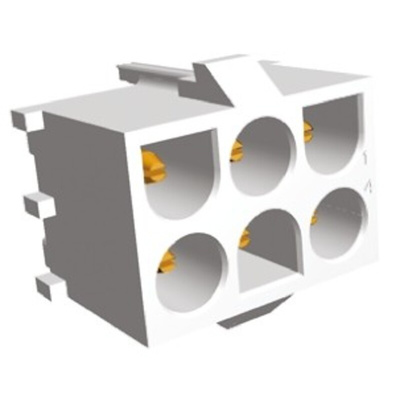 TE Connectivity Universal MATE-N-LOK Series Straight Through Hole PCB Header, 6 Contact(s), 6.35mm Pitch, 3 Row(s),