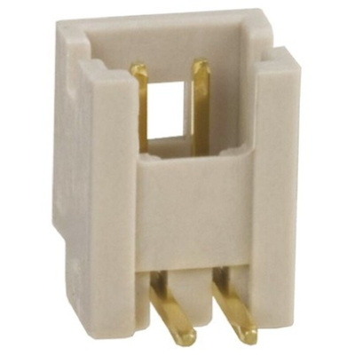 Hirose DF13 Series Right Angle Through Hole PCB Header, 2 Contact(s), 1.25mm Pitch, 1 Row(s), Shrouded