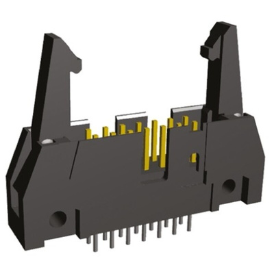 TE Connectivity AMP-LATCH Series Straight Through Hole PCB Header, 16 Contact(s), 2.54mm Pitch, 2 Row(s), Shrouded
