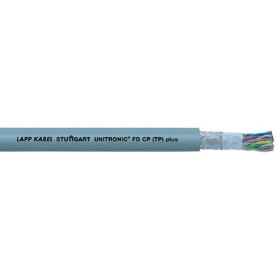 Lapp Twisted Pair Data Cable, 2 Pairs, 0.75 mm², 4 Cores, 19 AWG, Screened, Grey Sheath