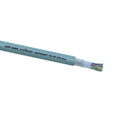 Lapp Twisted Pair Data Cable, 2 Pairs, 0.75 mm², 4 Cores, 19 AWG, Screened, Grey Sheath
