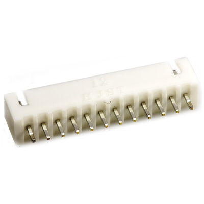 JST XH Series Straight Through Hole PCB Header, 12 Contact(s), 2.5mm Pitch, 1 Row(s), Shrouded