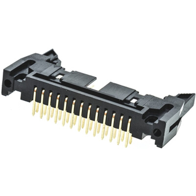 Amphenol ICC T816 Series Right Angle Through Hole PCB Header, 26 Contact(s), 2.54mm Pitch, 2 Row(s), Shrouded