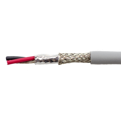 Alpha Wire Twisted Pair Data Cable, 2 Pairs, 0.241 mm², 4 Cores, 24 AWG, Screened, 30m, Grey Sheath